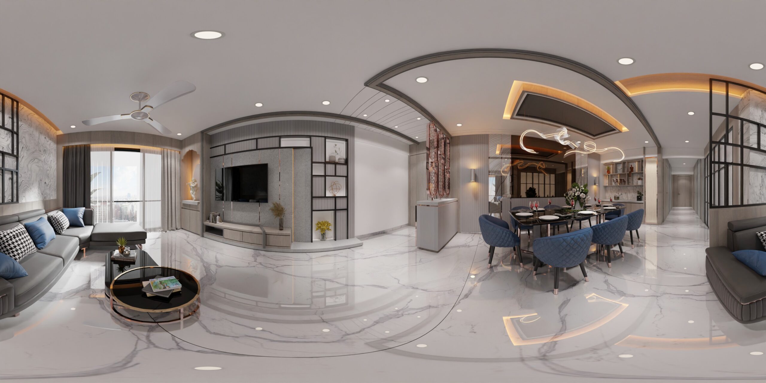 360 Degrees Home Interior, Living Dining Space
